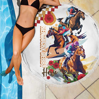 Kentucky Horse Racing Beach Blanket 2025 Happy 151st Anniversary With Roses LT14
