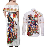 Kentucky Horse Racing Couples Matching Off Shoulder Maxi Dress and Long Sleeve Button Shirt 2025 Happy 151st Anniversary With Roses LT14