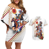 Kentucky Horse Racing Couples Matching Off Shoulder Short Dress and Hawaiian Shirt 2025 Happy 151st Anniversary With Roses LT14