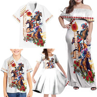Kentucky Horse Racing Family Matching Off Shoulder Maxi Dress and Hawaiian Shirt 2025 Happy 151st Anniversary With Roses LT14