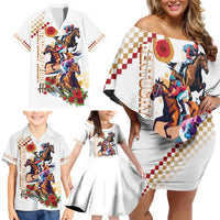 Kentucky Horse Racing Family Matching Off Shoulder Short Dress and Hawaiian Shirt 2025 Happy 151st Anniversary With Roses LT14