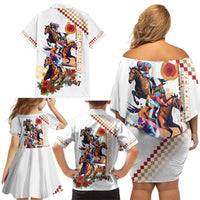Kentucky Horse Racing Family Matching Off Shoulder Short Dress and Hawaiian Shirt 2025 Happy 151st Anniversary With Roses LT14