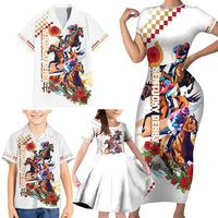 Kentucky Horse Racing Family Matching Short Sleeve Bodycon Dress and Hawaiian Shirt 2025 Happy 151st Anniversary With Roses LT14