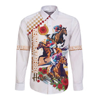 Kentucky Horse Racing Long Sleeve Button Shirt 2025 Happy 151st Anniversary With Roses LT14