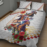Kentucky Horse Racing Quilt Bed Set 2025 Happy 151st Anniversary With Roses LT14