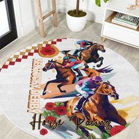 Kentucky Horse Racing Round Carpet 2025 Happy 151st Anniversary With Roses LT14