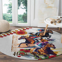 Kentucky Horse Racing Round Carpet 2025 Happy 151st Anniversary With Roses LT14