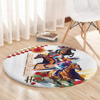 Kentucky Horse Racing Round Carpet 2025 Happy 151st Anniversary With Roses LT14