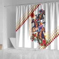 Kentucky Horse Racing Shower Curtain 2025 Happy 151st Anniversary With Roses LT14