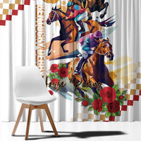 Kentucky Horse Racing Window Curtain 2025 Happy 151st Anniversary With Roses LT14
