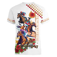 Kentucky Horse Racing Women V Neck T Shirt 2025 Happy 151st Anniversary With Roses LT14