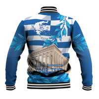 Personalised Greece Independence Day Baseball Jacket Acropolis Mix Laurel Branch - Wonder Print Shop