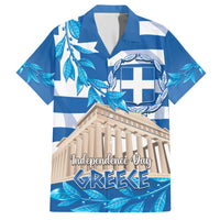 Personalised Greece Independence Day Hawaiian Shirt Acropolis Mix Laurel Branch - Wonder Print Shop