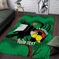 Custom Bolivia Football Area Rug Andean Condor Vamo La Verde