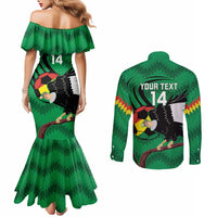 Custom Bolivia Football Couples Matching Mermaid Dress and Long Sleeve Button Shirt Andean Condor Vamo La Verde