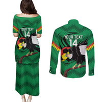 Custom Bolivia Football Couples Matching Puletasi and Long Sleeve Button Shirt Andean Condor Vamo La Verde
