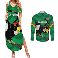 Custom Bolivia Football Couples Matching Summer Maxi Dress and Long Sleeve Button Shirt Andean Condor Vamo La Verde