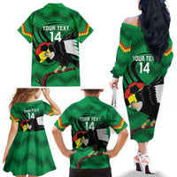 Custom Bolivia Football Family Matching Off The Shoulder Long Sleeve Dress and Hawaiian Shirt Andean Condor Vamo La Verde