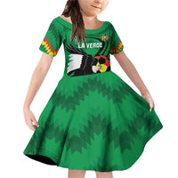 Custom Bolivia Football Family Matching Off Shoulder Short Dress and Hawaiian Shirt Andean Condor Vamo La Verde