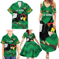 Custom Bolivia Football Family Matching Summer Maxi Dress and Hawaiian Shirt Andean Condor Vamo La Verde