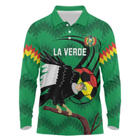 Custom Bolivia Football Long Sleeve Polo Shirt Andean Condor Vamo La Verde