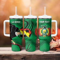 Custom Bolivia Football Tumbler With Handle Andean Condor Vamo La Verde