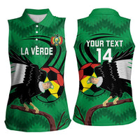 Custom Bolivia Football Women Sleeveless Polo Shirt Andean Condor Vamo La Verde