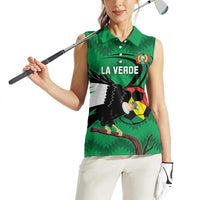 Custom Bolivia Football Women Sleeveless Polo Shirt Andean Condor Vamo La Verde
