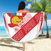 Custom Peru Football Beach Blanket La Bicolor Coat Of Arms Style