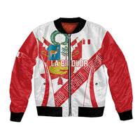 Custom Peru Football Bomber Jacket La Bicolor Coat Of Arms Style