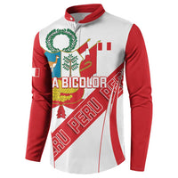 Custom Peru Football Button Sweatshirt La Bicolor Coat Of Arms Style