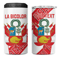 Custom Peru Football 4 in 1 Can Cooler Tumbler La Bicolor Coat Of Arms Style
