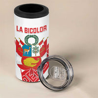Custom Peru Football 4 in 1 Can Cooler Tumbler La Bicolor Coat Of Arms Style