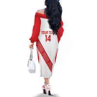 Custom Peru Football Family Matching Off The Shoulder Long Sleeve Dress and Hawaiian Shirt La Bicolor Coat Of Arms Style