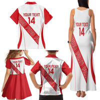 Custom Peru Football Family Matching Tank Maxi Dress and Hawaiian Shirt La Bicolor Coat Of Arms Style