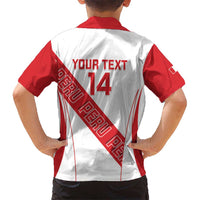 Custom Peru Football Kid Hawaiian Shirt La Bicolor Coat Of Arms Style
