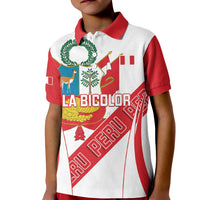 Custom Peru Football Kid Polo Shirt La Bicolor Coat Of Arms Style
