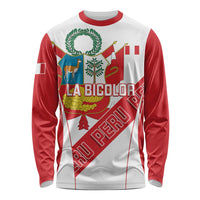 Custom Peru Football Long Sleeve Shirt La Bicolor Coat Of Arms Style