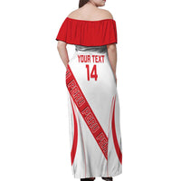 Custom Peru Football Off Shoulder Maxi Dress La Bicolor Coat Of Arms Style