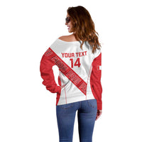 Custom Peru Football Off Shoulder Sweater La Bicolor Coat Of Arms Style