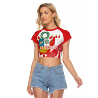 Custom Peru Football Raglan Cropped T Shirt La Bicolor Coat Of Arms Style
