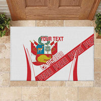 Custom Peru Football Rubber Doormat La Bicolor Coat Of Arms Style