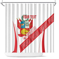 Custom Peru Football Shower Curtain La Bicolor Coat Of Arms Style