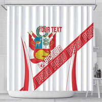 Custom Peru Football Shower Curtain La Bicolor Coat Of Arms Style