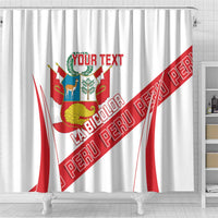 Custom Peru Football Shower Curtain La Bicolor Coat Of Arms Style