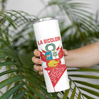 Custom Peru Football Skinny Tumbler La Bicolor Coat Of Arms Style