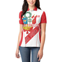 Custom Peru Football Women Polo Shirt La Bicolor Coat Of Arms Style