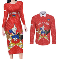 Custom Chile Football Couples Matching Long Sleeve Bodycon Dress and Long Sleeve Button Shirt Vamos La Roja