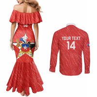 Custom Chile Football Couples Matching Mermaid Dress and Long Sleeve Button Shirt Vamos La Roja