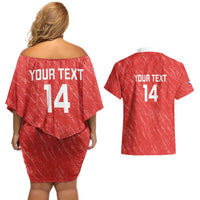 Custom Chile Football Couples Matching Off Shoulder Short Dress and Hawaiian Shirt Vamos La Roja
